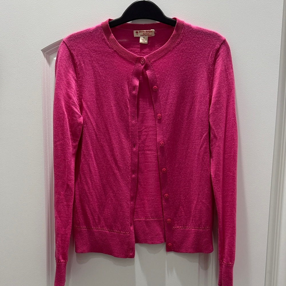 Brooks Brothers Vibrant Pink merino wool Cardigan XS